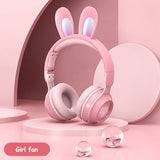 Wireless Headphones Rabbit Ear Headphones with Microphone Cute Girl Music Bluetooth Headphones for Kids Gaming Headphones